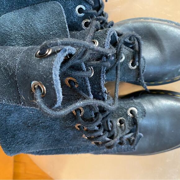 Dr. Martens | Women’s Black Suede Foldover Combat Boots - EU 37 US 6 - Well Worn - Picture 6 of 15